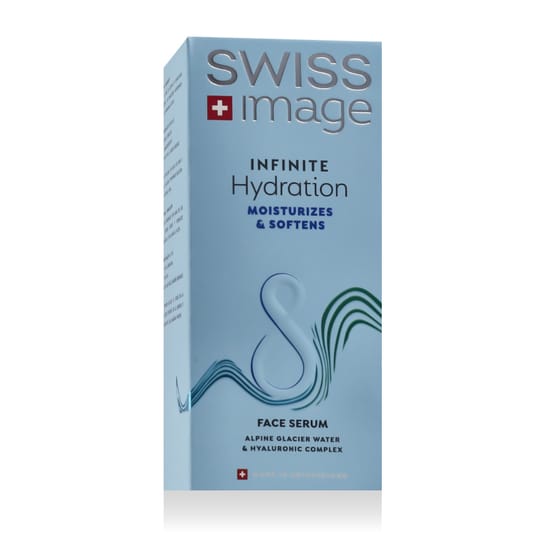 Close-up of Swiss Image Infinite Hydration Face Serum bottle