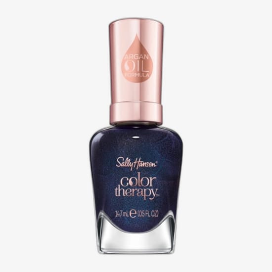 Sally Hansen Color Therapy küünelaki (455 Time for Blue) originaalpakend Sally Hansen Color Therapy küünelaki (455 Time for Blue) pudeli lähivõte