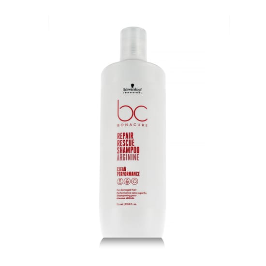 Bottle of schwarzkopf professional repair rescue arginine shampoo