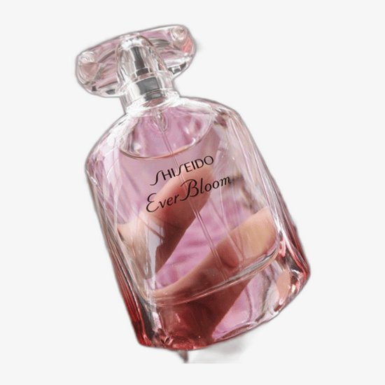 Close-up of Shiseido Ever Bloom EDP perfume bottle