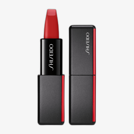 Shiseido modernmatte powder lipstick varjus 514 hyper red lähedalt