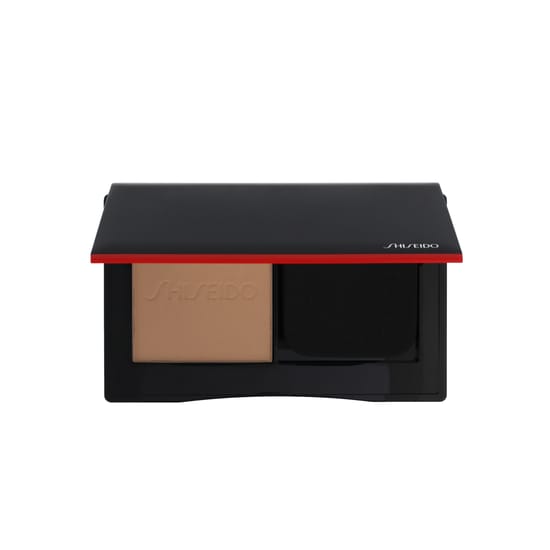 Close-up of shiseido synchro skin powder foundation in shade 240 quartz