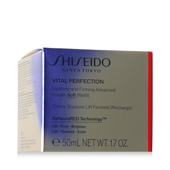 Shiseido Vital Perfection Uplifting & Firming Advanced Cream Soft pakendi ja toote lähedalt