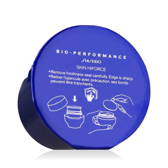 Detail view of Shiseido Bio-Performance Skin HIForce Cream jar with creamy texture