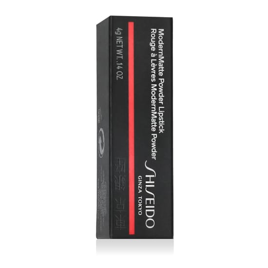 Shiseido modernmatte powder lipstick varjus 514 hyper red lähedalt