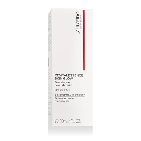 Shiseido Revitalessence Skin Glow Foundation SPF 30 PA+++ (340 Oak) – lähiplaan säravatest tulemustest
