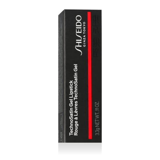 Shiseido Technosatin geelpulga (415 Short Circuit) lähedalt elegantse pakendiga
