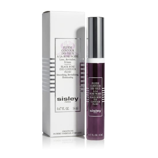 Bottle of Sisley Black Rose Eye Contour Fluid with a focus on details