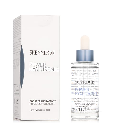 Skeyndor Power Hyaluronic niisutava boosteri originaalpakend Skeyndor Power Hyaluronic niisutava boosteri pudeli lähivõte