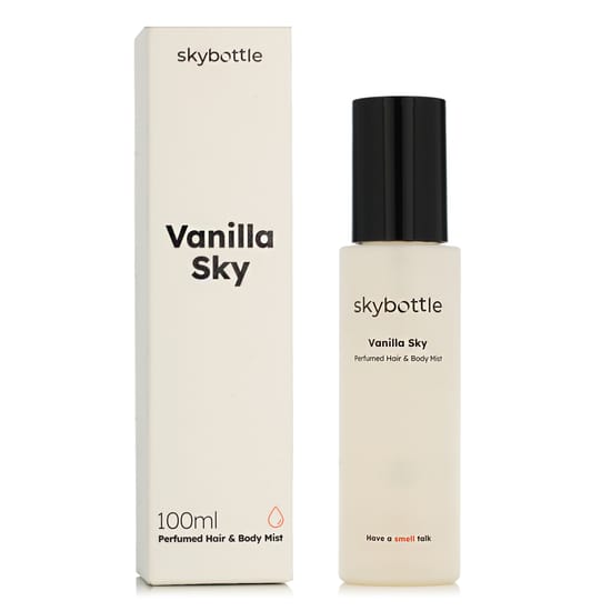 Close-up of Skybottle Vanilla Sky Hair Spray Bottle