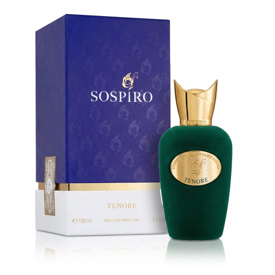 Original packaging of the Sospiro Tenore EDP perfume Close-up of the Sospiro Tenore EDP perfume bottle