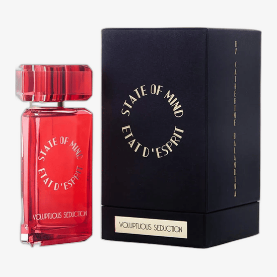 Close-up of State of Mind Voluptuous Seduction perfume bottle