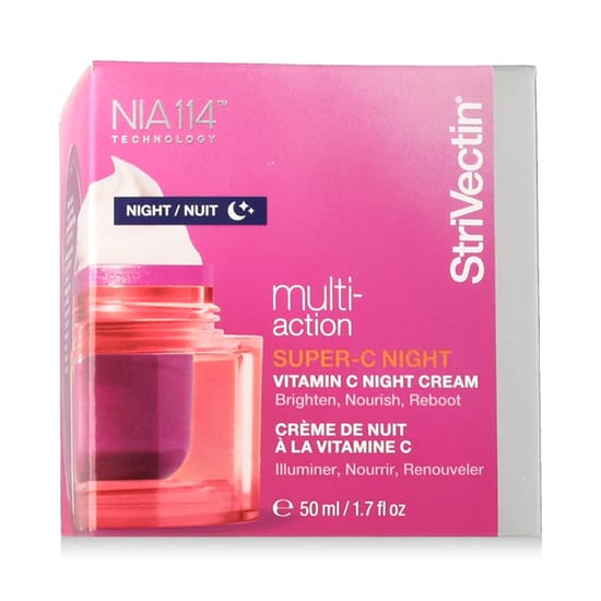 Strivectin multi-action super-c night cream packaging Close-up of strivectin multi-action super-c night vitamin c night cream