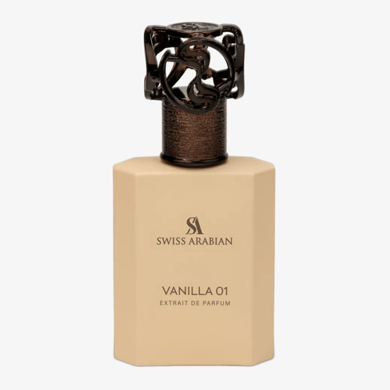 Minimalistlik Swiss Arabian Vanilla 01 EP parfüüm ja õli duo pudelid, elegantne esitlus