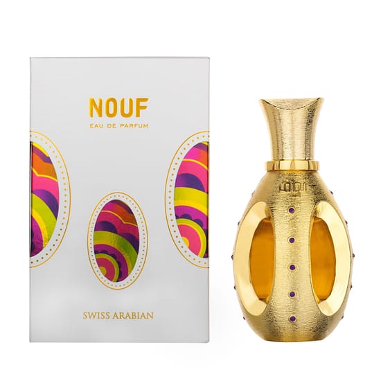 Close-up of Swiss Arabian Nouf EDP bottle