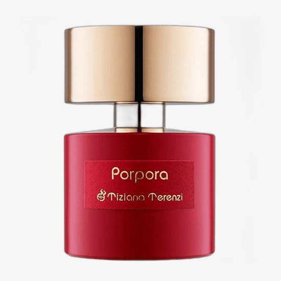 Elegant bottle of Tiziana Terenzi Porpora Extrait close-up