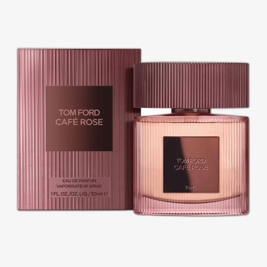 Close-up of Tom Ford Café Rose (2023) perfume bottle