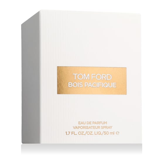 Original packaging of Tom Ford Bois Pacifique EDP Close-up of Tom Ford Bois Pacifique EDP bottle