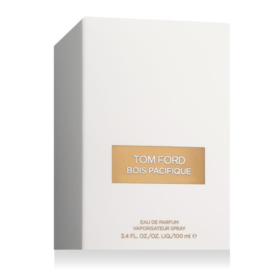 Original packaging of Tom Ford Bois Pacifique EDP Close-up of Tom Ford Bois Pacifique EDP bottle