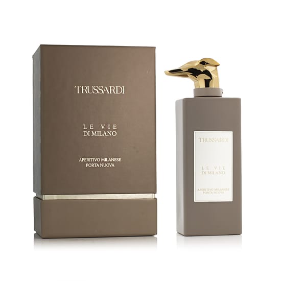 Elegant bottle of Trussardi Le Vie Di Milano Aperitivo Milanese Porta Nuova