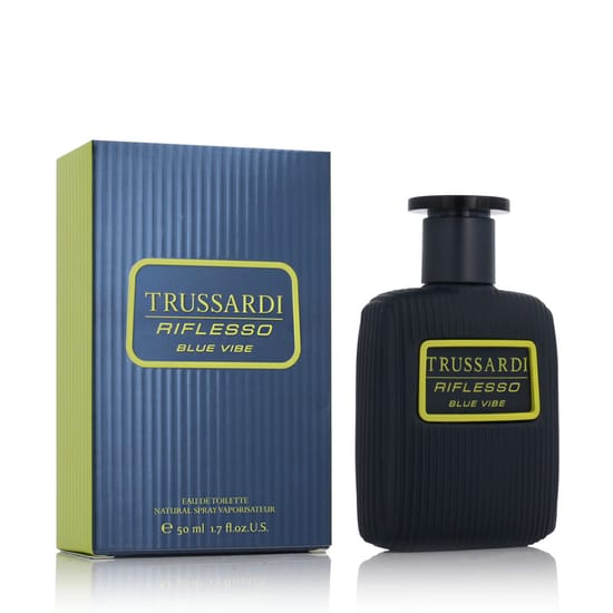 Elegant bottle of Trussardi Riflesso Blue Vibe EDT