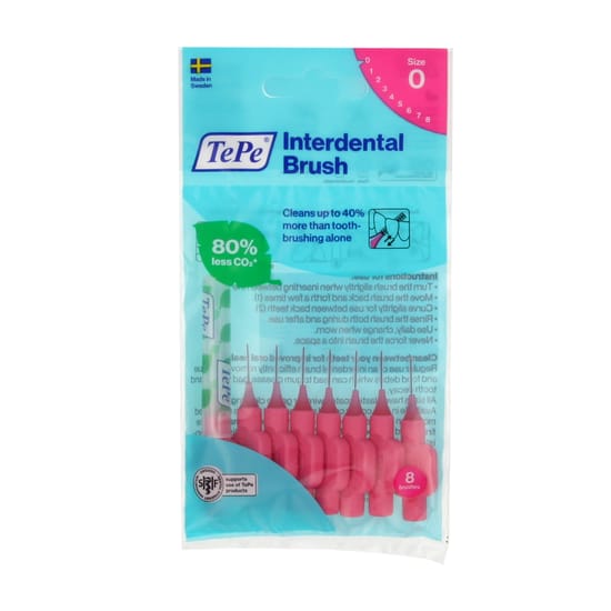 Tepe original interdental brushes 0 pink (0.4 mm) 8 pcs for effective oral hygiene