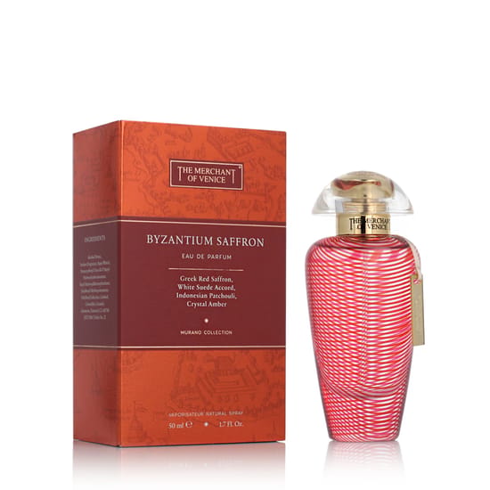 Elegant bottle of Byzantium Saffron EDP by The Merchant of Venice