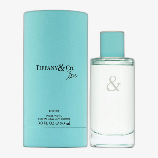 Elegant bottle of Tiffany Tiffany & Love for Her EDP close-up, minimalist and sophisticated