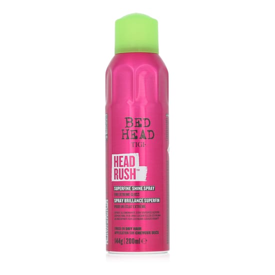 Close-up of Tigi Bed Head Headrush Superfine Shine Spray bottle
