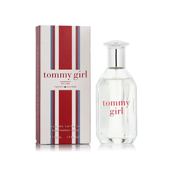Original packaging of Tommy Hilfiger Tommy Girl perfume Close-up image of Tommy Hilfiger Tommy Girl perfume bottle