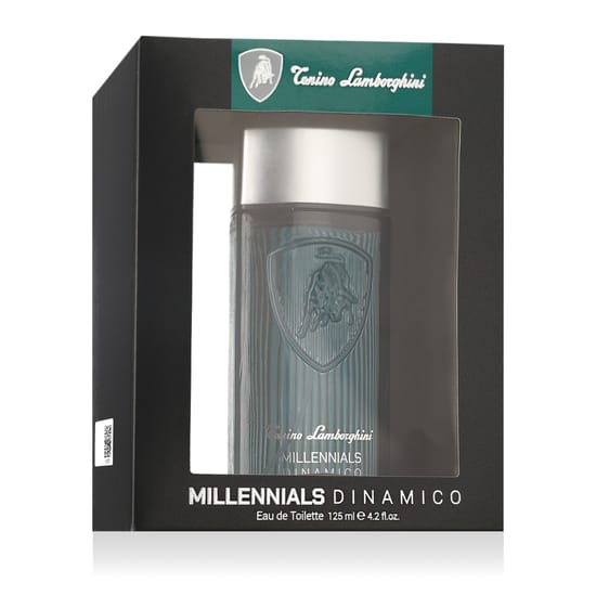 Authentic packaging of Tonino Lamborghini Millennials Dinamico EDT Sophisticated bottle of Tonino Lamborghini Millennials Dinamico EDT