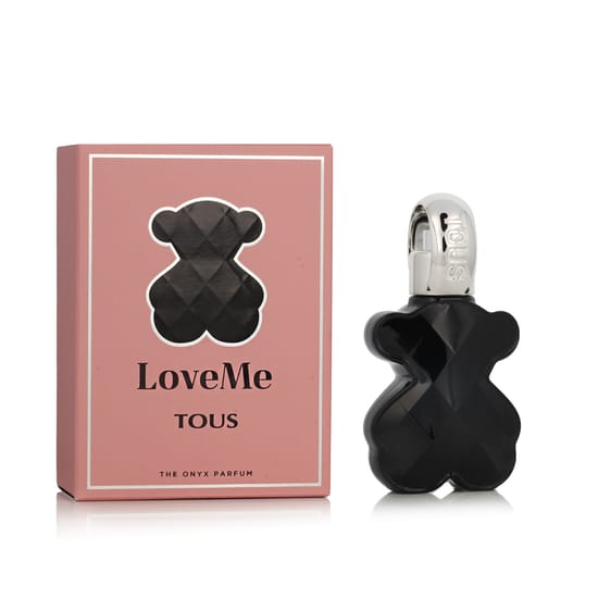 Elegant bottle of tous loveme the onyx parfum close-up
