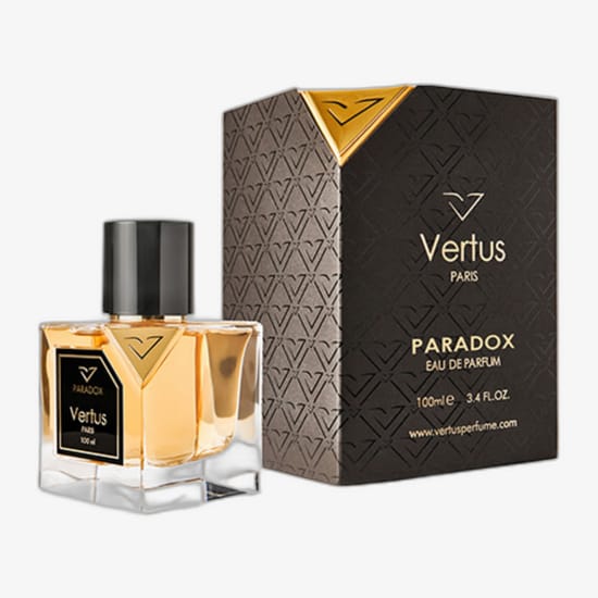 Оригинальная упаковка парфюма Vertus Paradox EDP Элегантный флакон Vertus Paradox EDP крупным планом