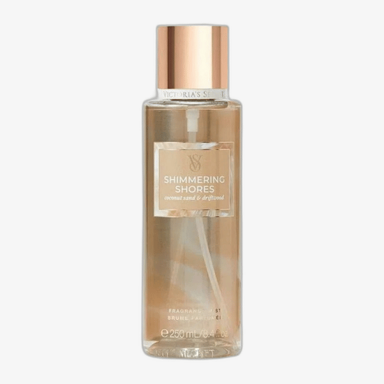 Victoria's Secret Shimmering Shores Bodyspray 250 ml bottle close-up, showing elegant and minimalist design.