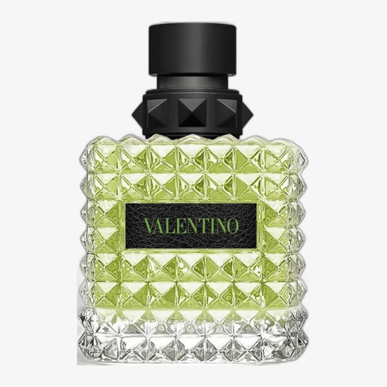 Elegant bottle of Valentino Donna Born in Roma Green Stravaganza Eau de Parfum