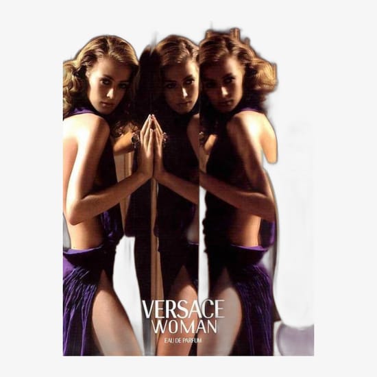 Close-up of elegant Versace Woman EDP perfume bottle