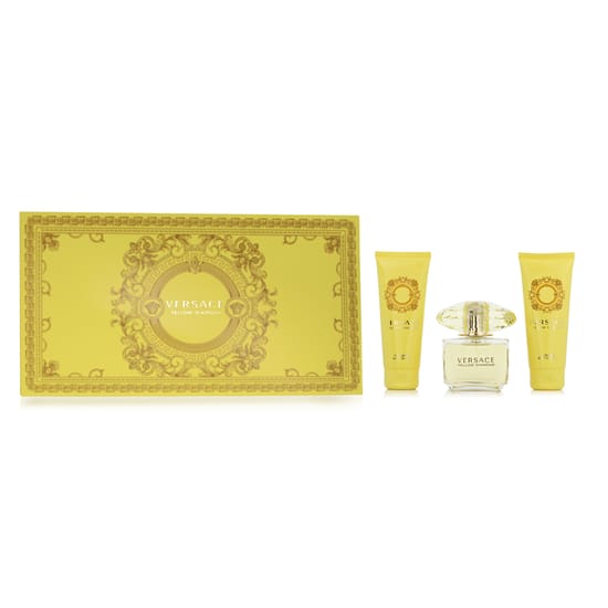 Cosmetic bag with Versace Yellow Diamond fragrance and products