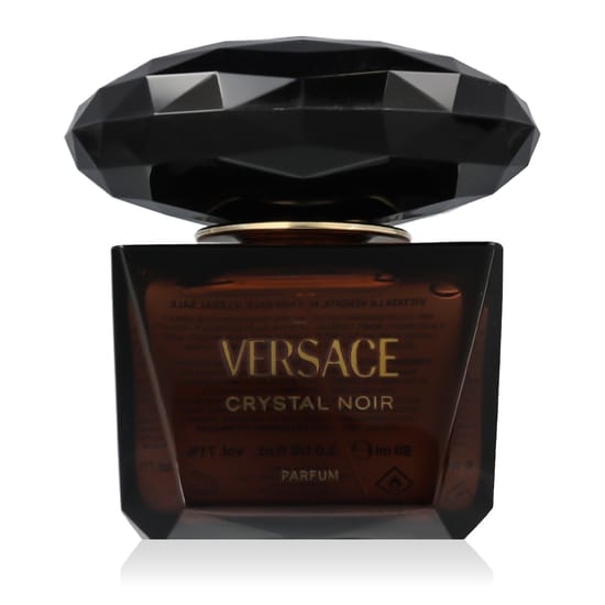 Close-up of Versace Crystal Noir Parfum bottle