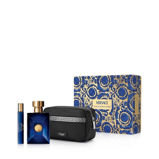 Versace Pour Homme Dylan Blue EDT bottle and mini with cosmetic bag