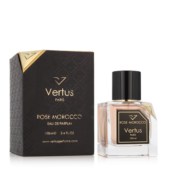 Оригинальная упаковка Vertus Rose Morocco EDP Бутылка Vertus Rose Morocco EDP вблизи