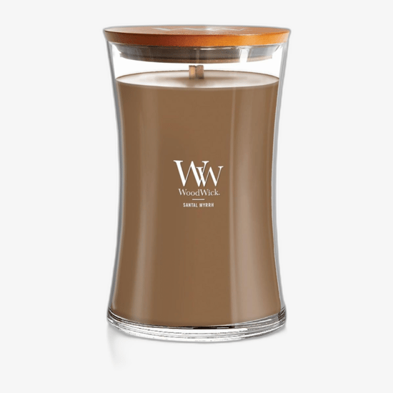 Свеча Woodwick Large Hourglass Santal Myrrh с успокаивающим ароматом
