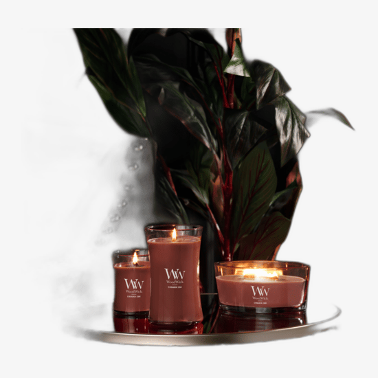 Elegantne Woodwick suur kella kujuline küünal lõhnaga Cinnamon Chai