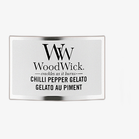 Elegant Woodwick Chilli Pepper Gelato Candle in Hourglass Shape