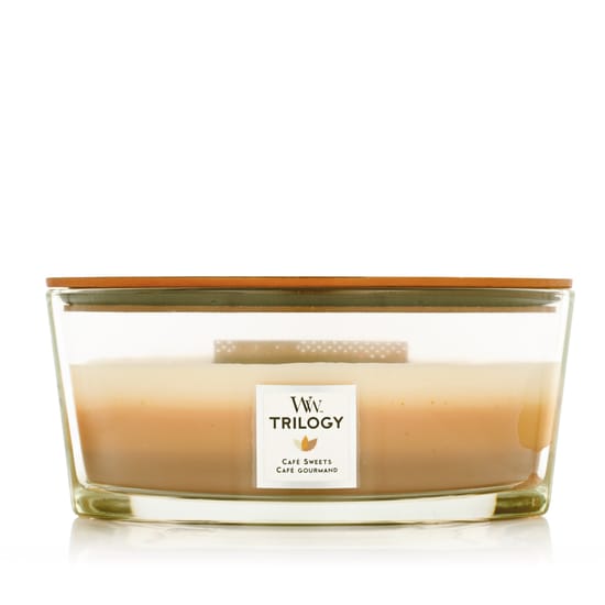 Elegant Woodwick Trilogy Scented Candle Café Sweets in a Cozy Setting