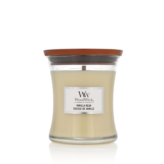 Elegant woodwick medium hourglass candle in vanilla bean