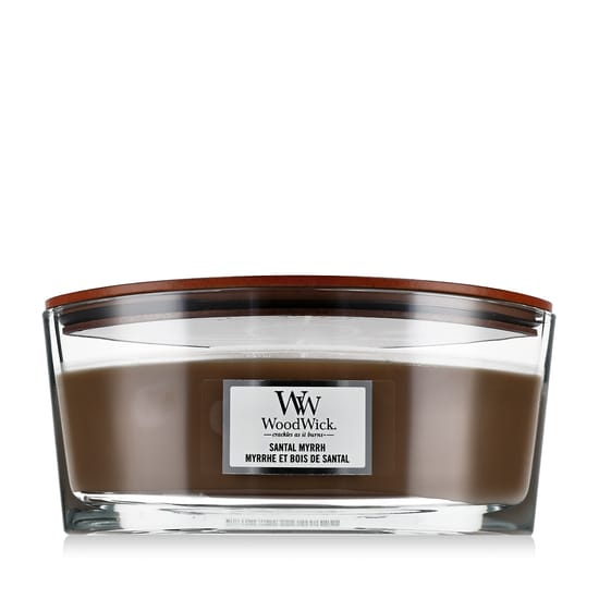 Elegantne woodwick santal myrrh aroomiküünal ellipsikujulises vormis