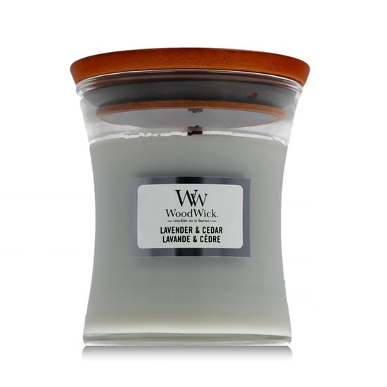 Ароматическая мини-свеча WoodWick в форме песочных часов, лаванда и кедр, уютный интерьер