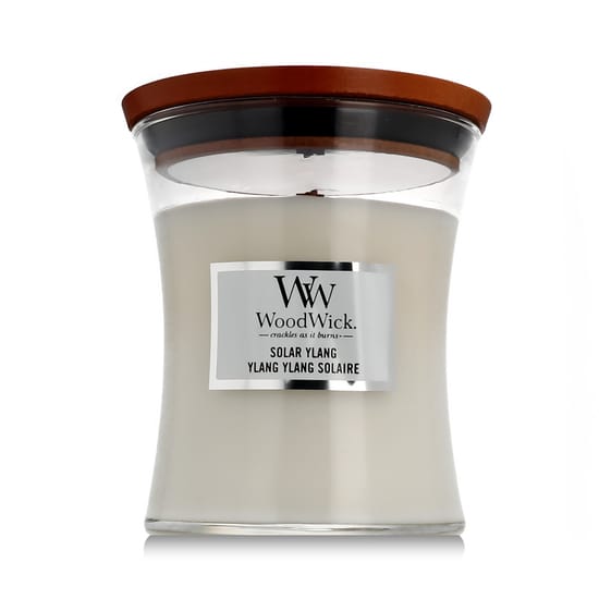 Elegant Woodwick medium hourglass candle in Solar Ylang scent