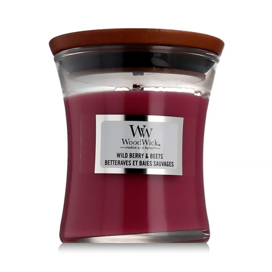 WoodWick mini hourglass candle with wild berry & beets fragrance