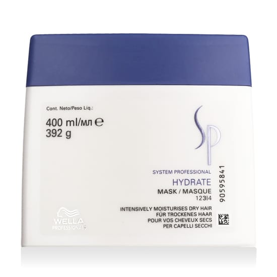Wella SP Hydrate Mask Packaging and Design Wella SP Hydrate Mask Jar Showing Light Texture and Hydrating Benefits